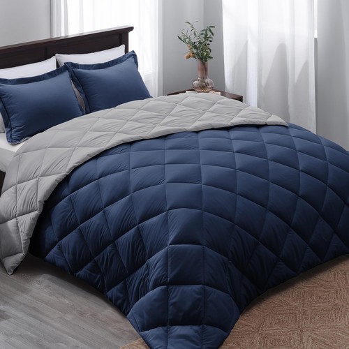 Queen comforter set navy - comforter,