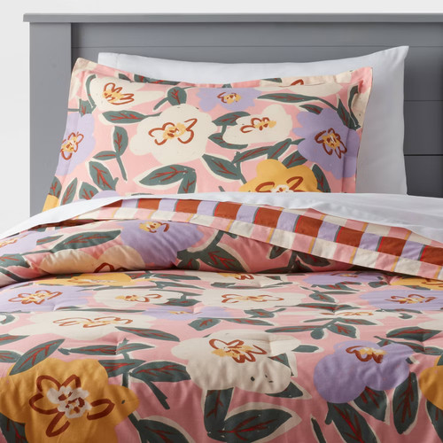 Twin flower plaid reversible - twin, flower/plaid